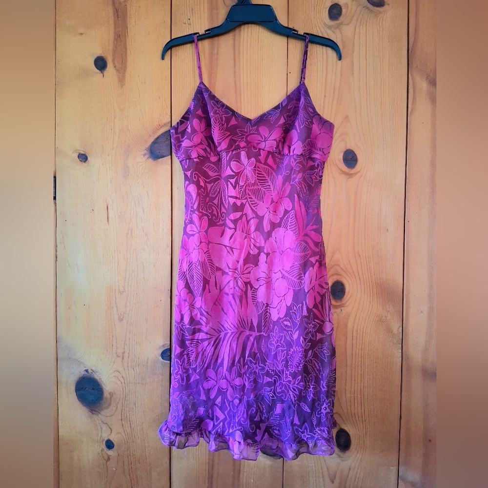 Sheer Floral Slip Dress With Ruffle Detail